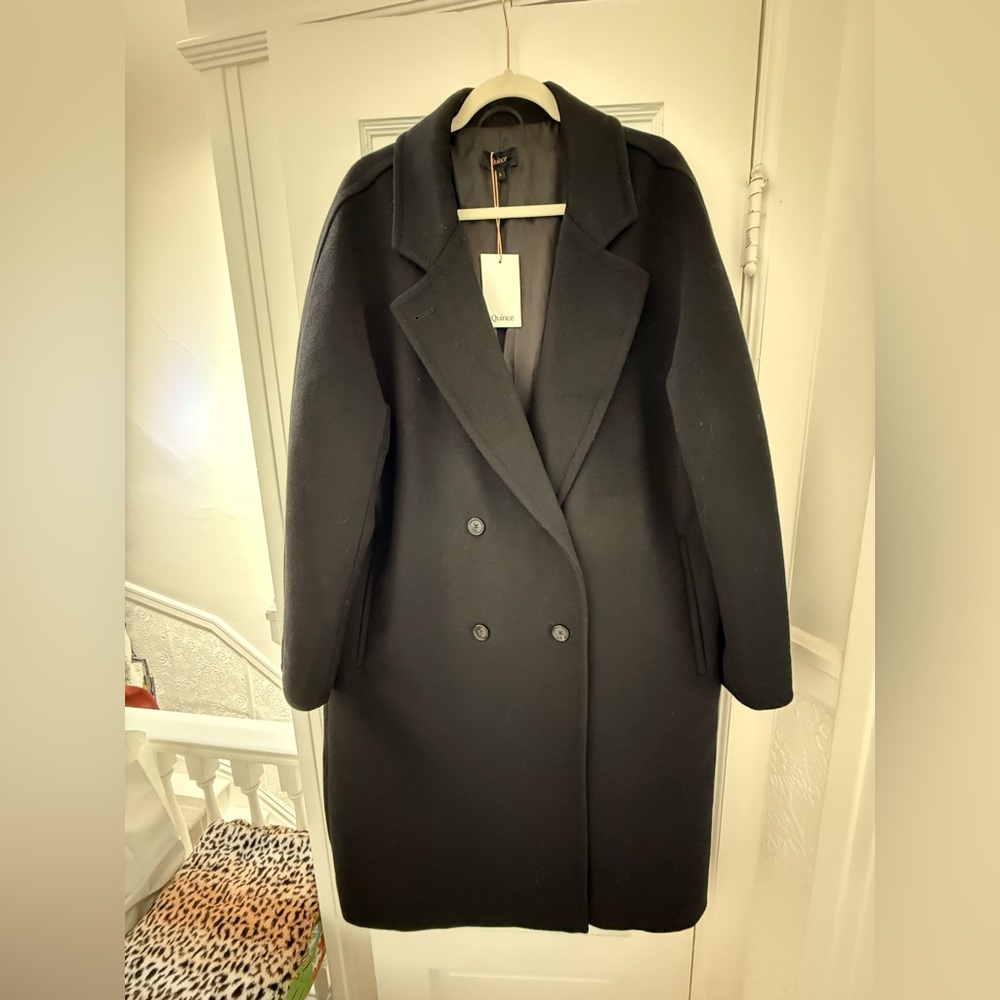 Quince Italian Wool Double-Breasted Slouch Coat - Large NWT